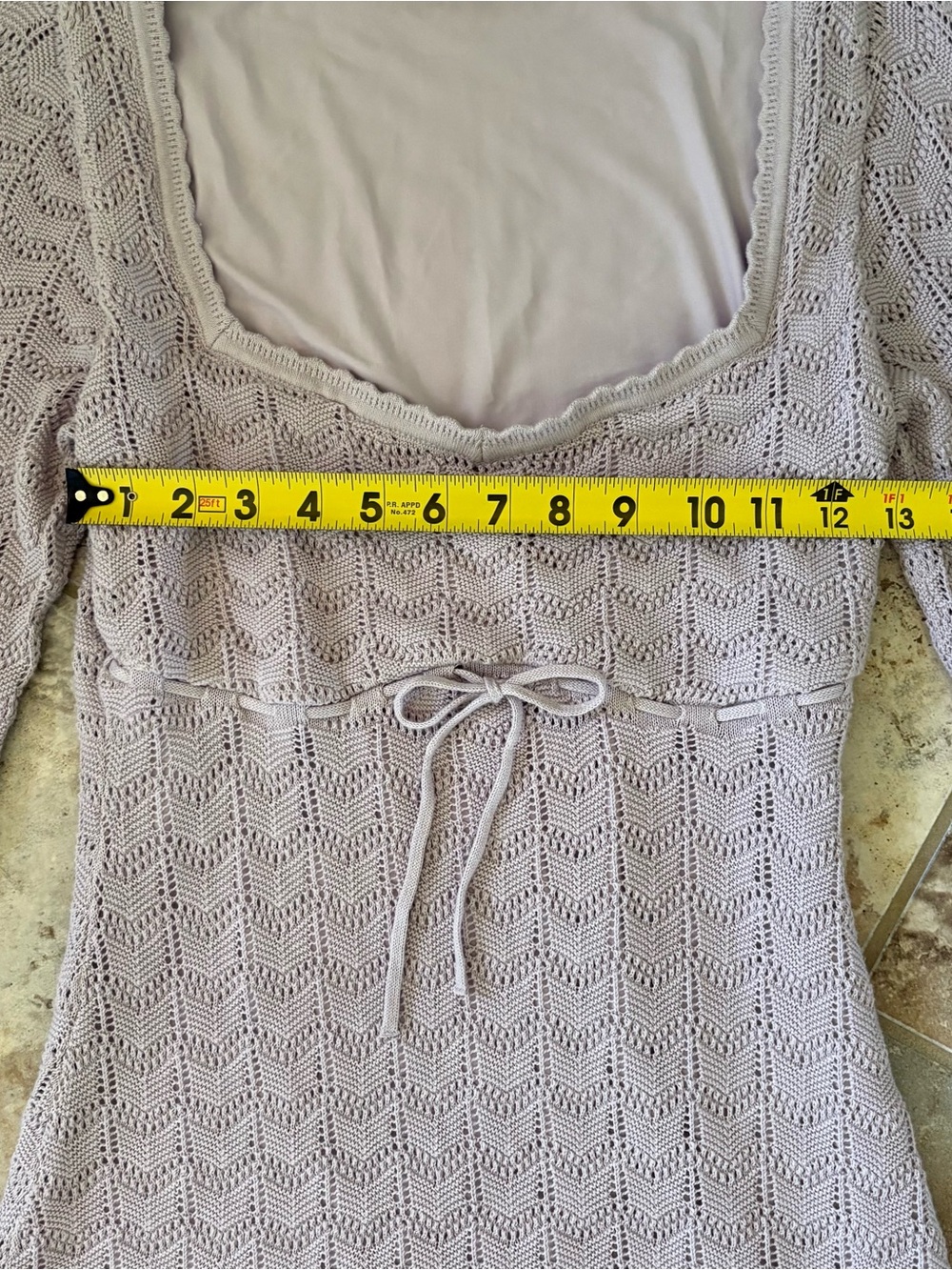 Hollister Long Sleeve Crochet Purple Mini Dress Square Neck Boho Y2K Pastel Knit - Picture 8 of 9